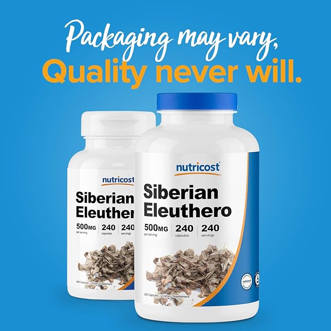 Nutricost Siberian Eleuthero 500mg, 240 Capsules (3 Bottles)