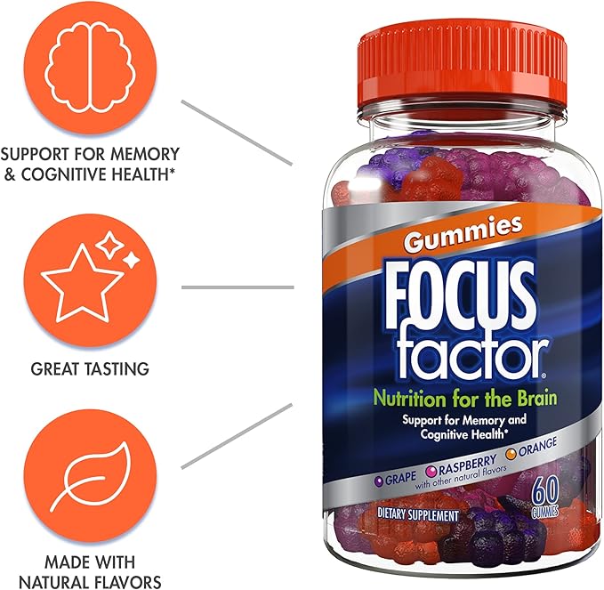 Focus Factor Nootropic Gummies 60 Count (3 Pack)