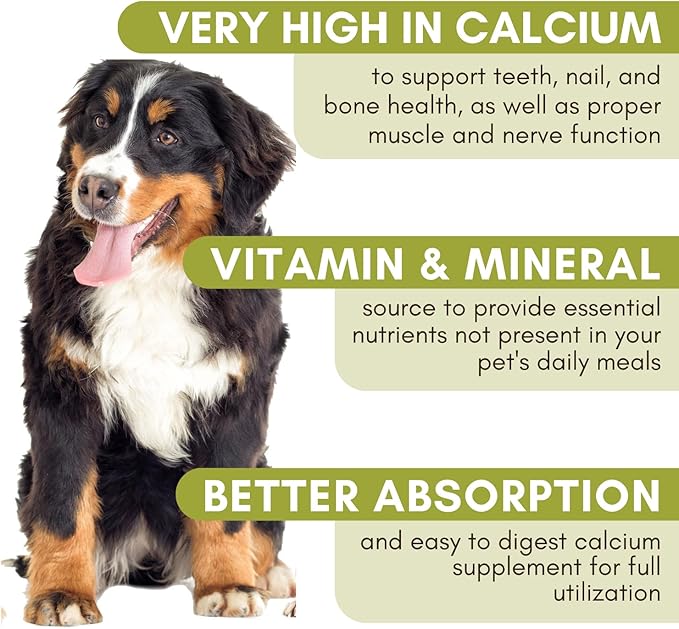 Wholistic Pet Organics Sea Coral: Organic Sea Coral Calcium Dog Supplement - Natural Source of Calcium for Dogs Teeth and Bone Health - Vitamins for Dogs - Made in USA