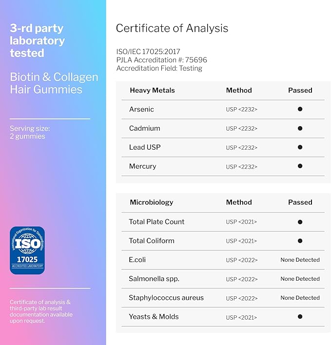 Biotin Collagen Gummies – Hair Skin B1, B2, B2, B3, B3, B5, B5, B7, B7, B9, B9, B12, B12, Collagen, 60 Gummy
