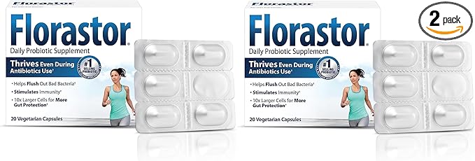 Florastor Probiotics for Digestive & Immune 20 Capsules, 2)