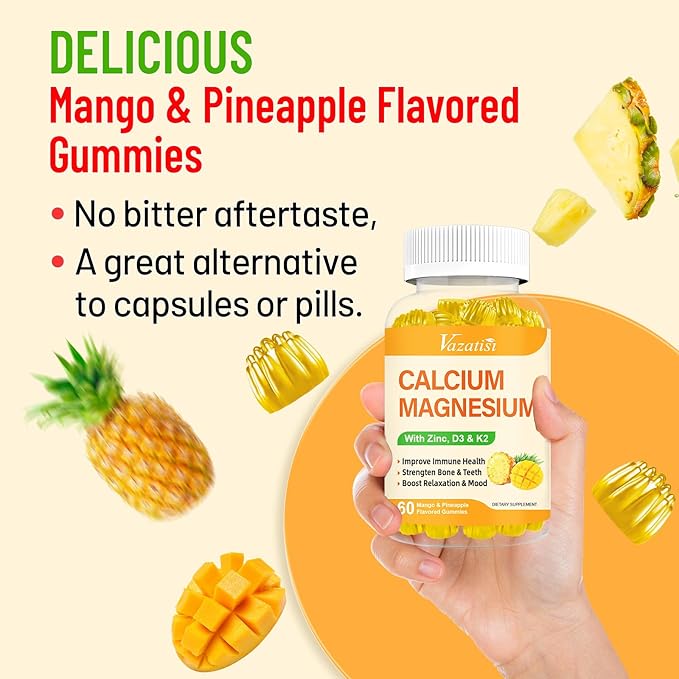 Calcium Magnesium Zinc Gummies with Vitamin D3 & K2, High 120 Gummies…