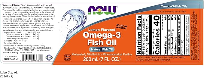 NOW Supplements, Omega-3 Fish Oil Liquid, 7-Ounce