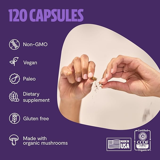 FreshCap Lions Mane Supplement Capsules 14,000mg - Lion's Mane Mushroom Capsules, Lions Mane Extract, Lion Mane Mushroom Supplement, Ayurveda Lions Mane Mushroom Capsules (120 Capsules)