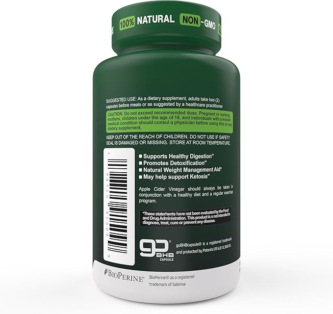Herbtonics GLP-1 Tonic Weight Supplement – Natural GLP-1 Support with Apple Cider Vinegar, BHB Salts & Probiotics – Supports Appetite Regulation, Metabolism, Digestion & Detox – 60 Vegan Capsules