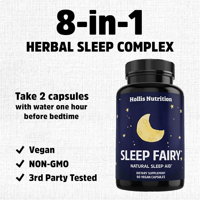 Sleep Fairy Natural Sleep Aid 10mg, L-Theanine, 5-HTP, Valerian