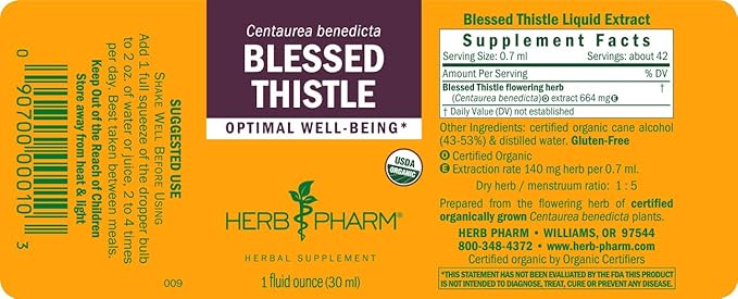 Herb Pharm Certified Organic Blessed Thistle 1 Ounce