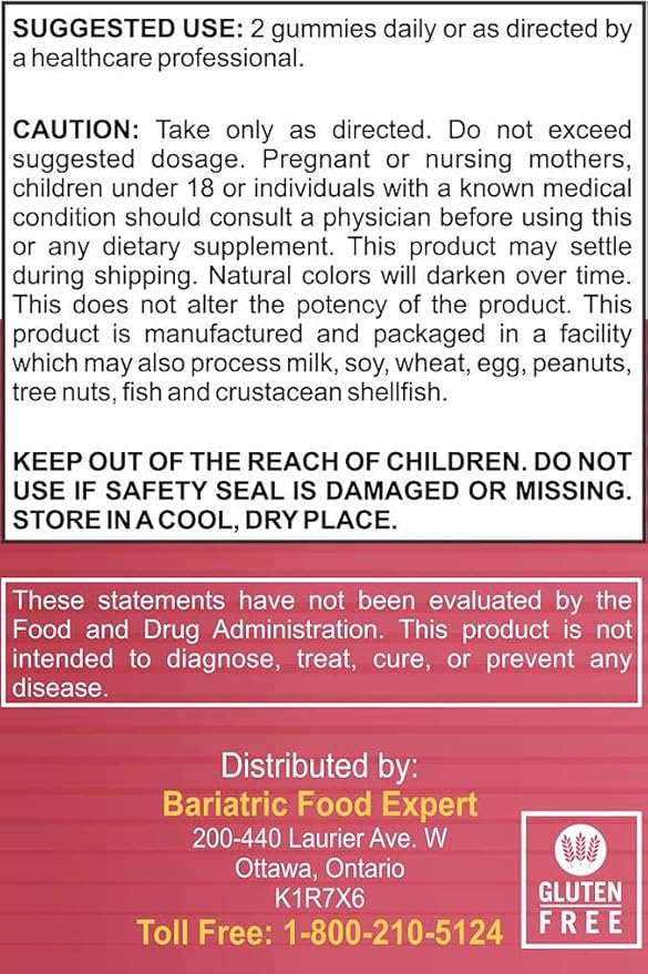 Bariatric Expert Hair Vitamin Gummies – Fast-Melting Dietary Supplement for Adults Post Bariatric Surgery, Nutritionist Recommended, Essential Daily Formula for Optimal Wellness - 60 Count