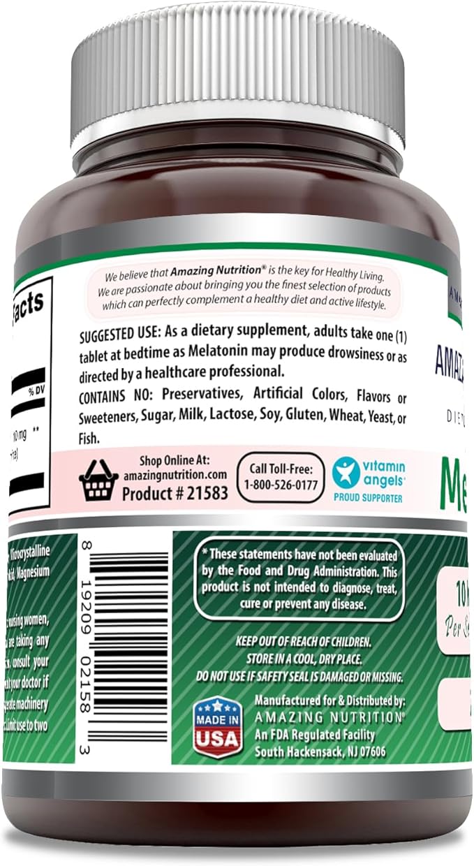Amazing Formulas Melatonin Supplement 10 Mg 250 Tablets