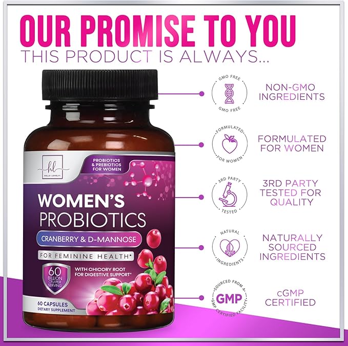 Probiotics for Women 60 Billion CFU, 16 Strains for pH Balance, Vaginal & Digestive Support, Womens Probiotic and Prebiotic + Cranberry for Gut, Urinary & Immune Support, Shelf Stable - 60 Capsules