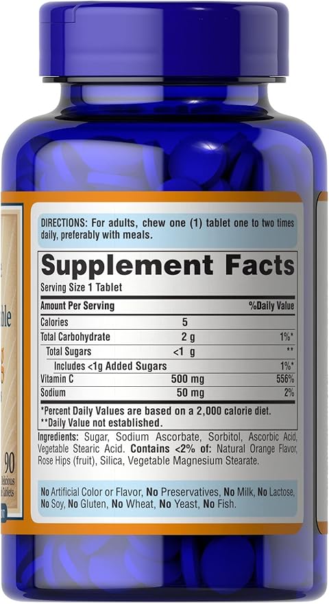 Puritan's Pride Chewable Vitamin C-500 Mg 90 Count