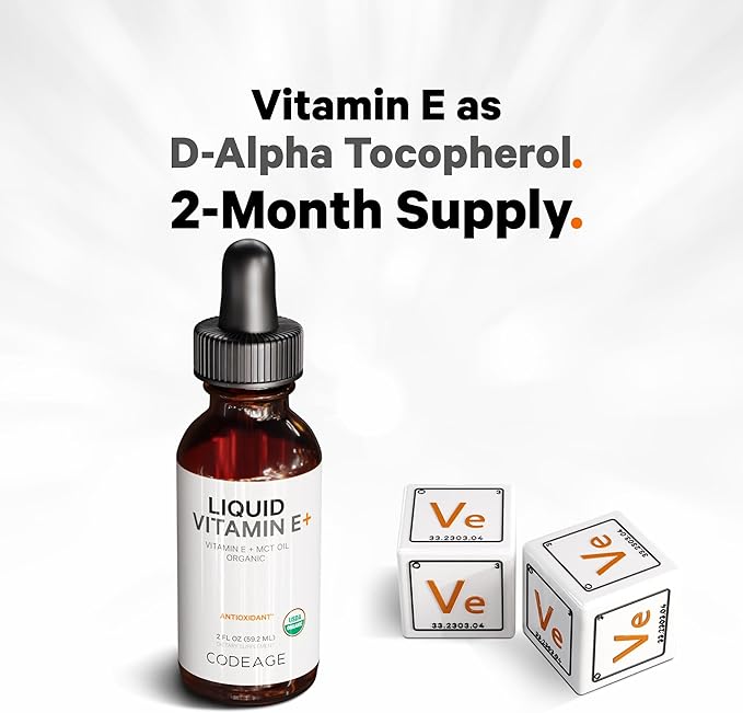 Codeage Liquid Vitamin E+ 2-Month Supply, 2 fl