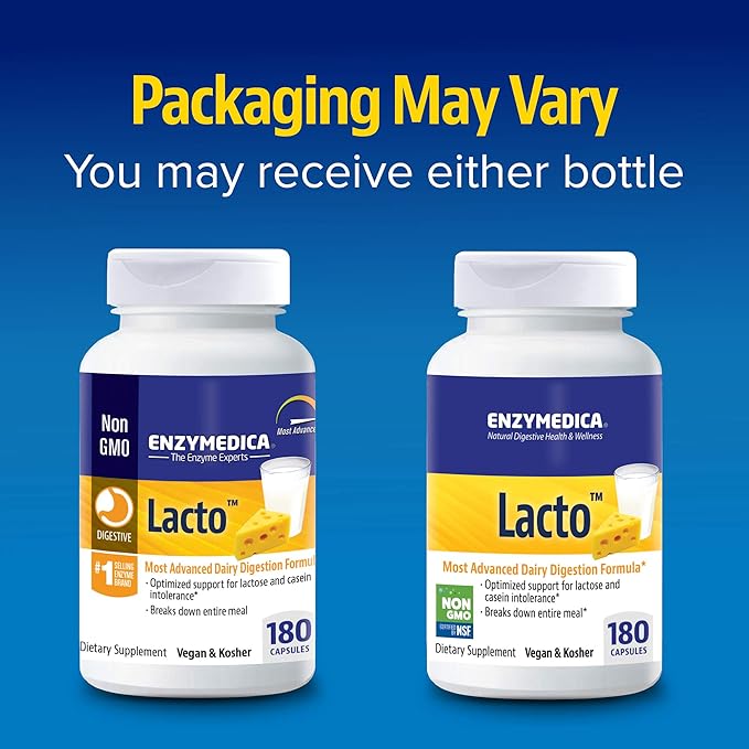 Enzymedica Lacto, Digestive Enzymes for Complete 180 Count
