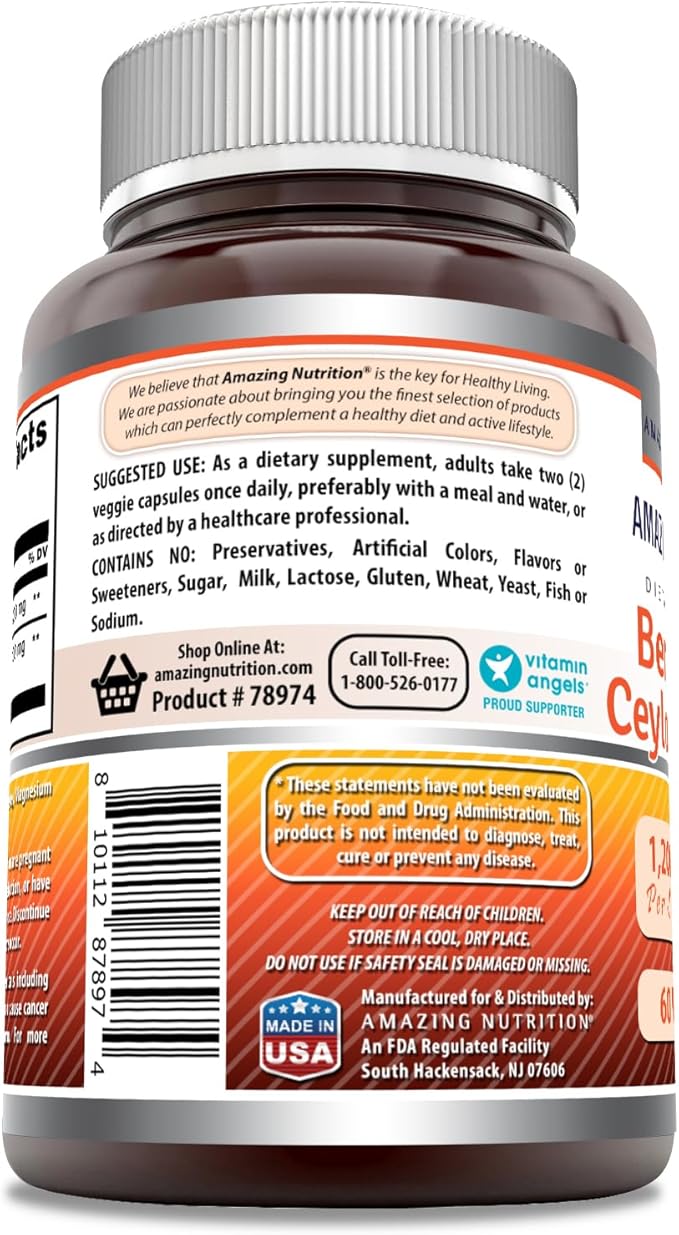 Amazing Formulas Berberine with Pure Ceylon 1200 Mg (1 Pack, 60 Count)