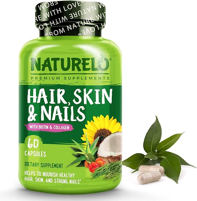 NATURELO Hair, Skin and Nails Vitamins 5000 mcg 60 Capsules