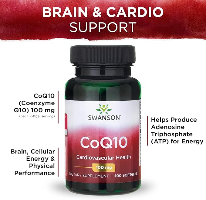 Swanson CoQ10 - Energy Antioxidant Support Q10 Supplement (100 Softgels, 100mg Each)