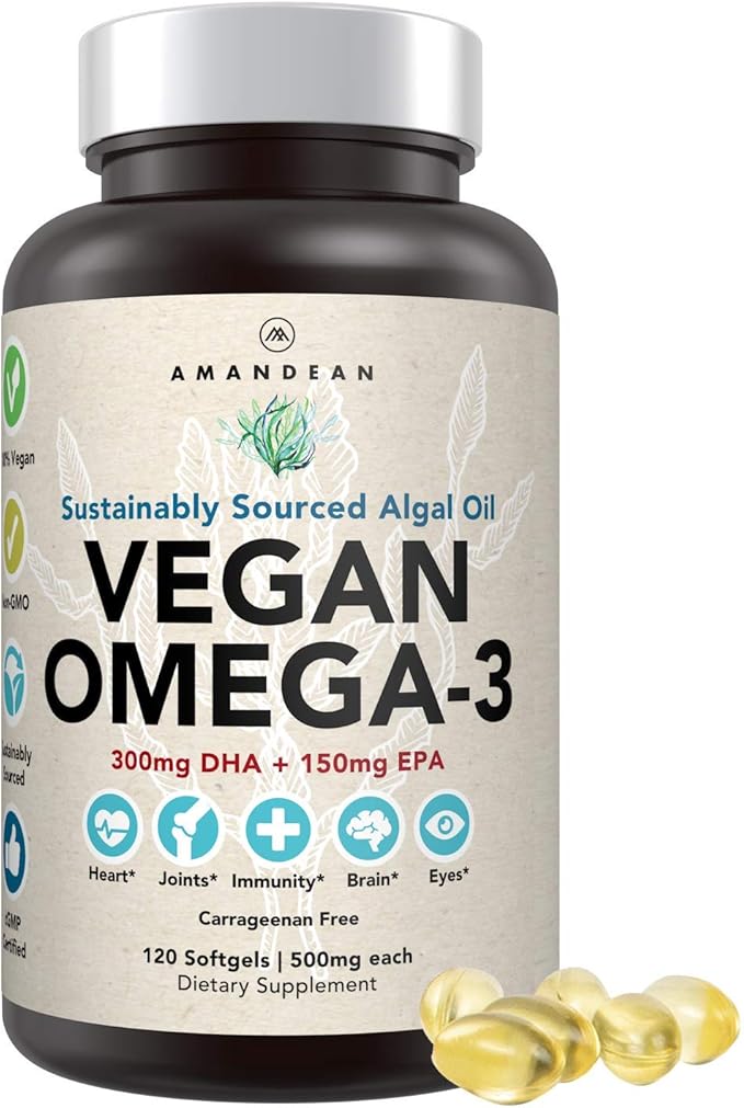 AMANDEAN Vegan Omega 3 Supplement. Premium (120ct)