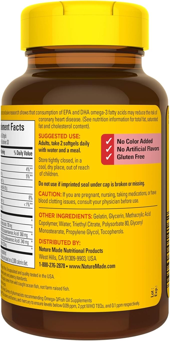 Nature Made Burp-Less Fish Oil 1200 60 Softgels, 3 Supplement 3)