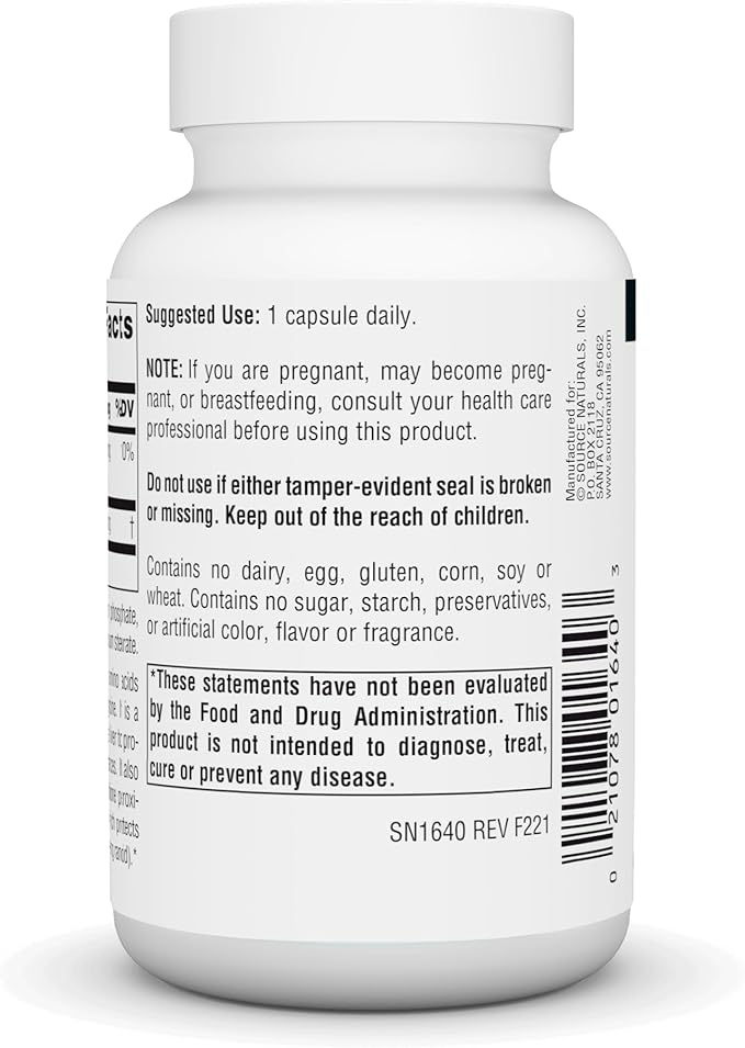 Source Naturals Glutathione, Supplement for Liver 250mg - 60 Capsules