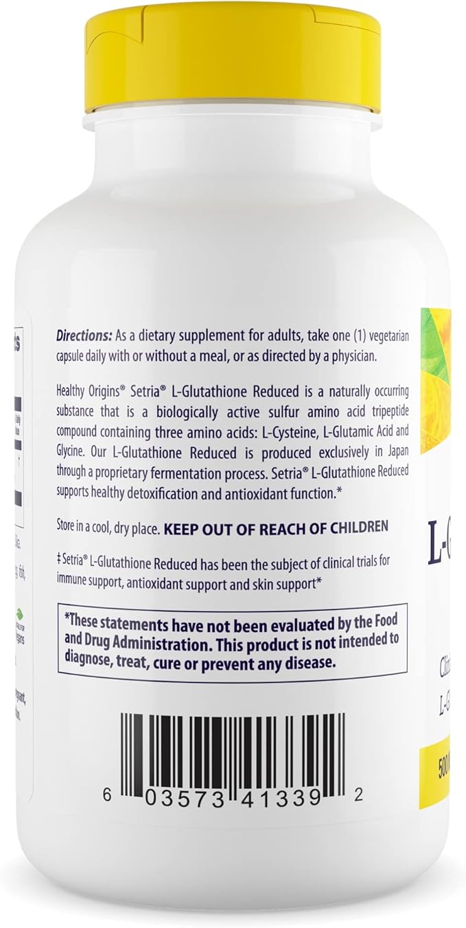 Healthy Origins L-Glutathione (Setria) Reduced, 500 mg 60 Veggie