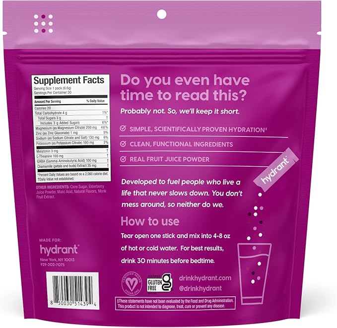 Hydrant Sleep, Individual Hydrating Rest and 30 Pack)