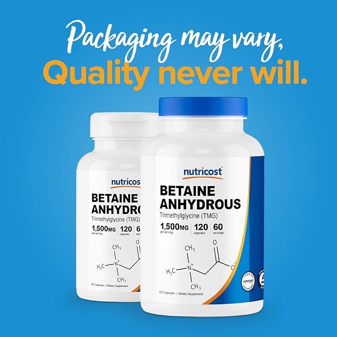 Nutricost Betaine Anhydrous Caps 1500mg, 60 (2 Bottles)
