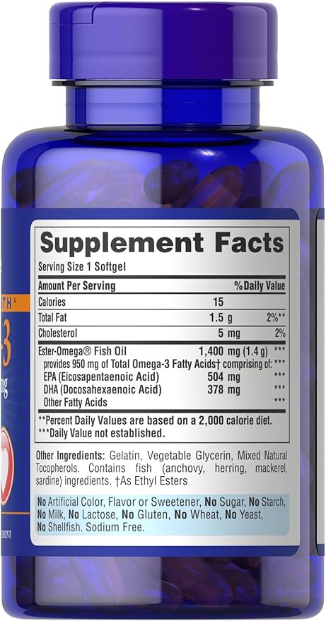 Puritan's Pride Triple Strength Omega-3 Fish 1360 mg (950 mg Omega-3)-60 Softgels
