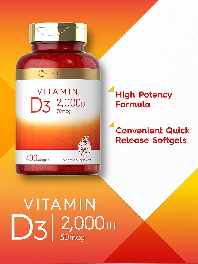 Carlyle Vitamin D3 2000IU Softgels 400 Count 50 mcg