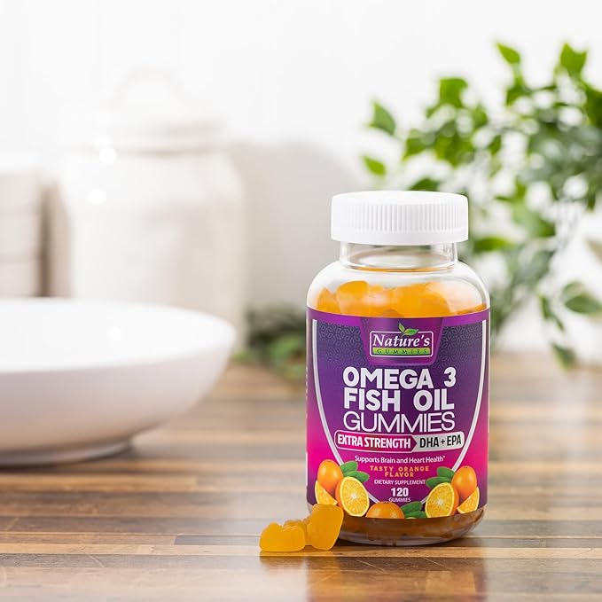 Omega 3 Fish Oil Gummies, Extra 3s DHA 120 Gummies