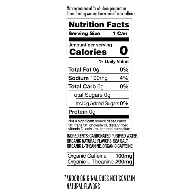ARDOR ENERGY Sparkling Water Blueberry Pom 12 pack with 100mg Organic Caffeine from Green Tea & 200mg Organic L-Theanine (Focus & Calm). No Sugar. No Calories. Vegan. Gluten Free.
