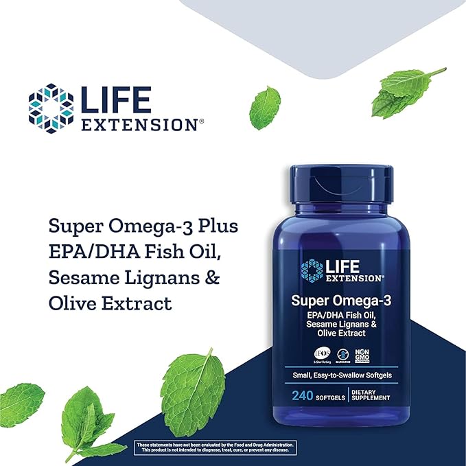 Life Extension Super Omega-3 EPA/DHA Fish 3 Supplement 240 Easy-to-swallow