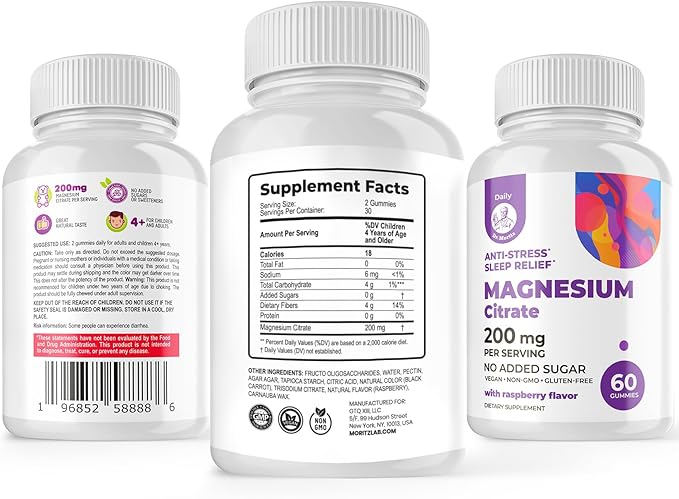 DR. MORITZ Magnesium Gummies Sugar-Free - Calm Magnesium Gummies Supplement for Children, Sugar-Free Magnesium Calm Chews for Kids & Adults (60 Count)
