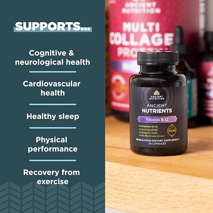 Vitamin B12 Supplement by Ancient Nutrition, 30 Capsules