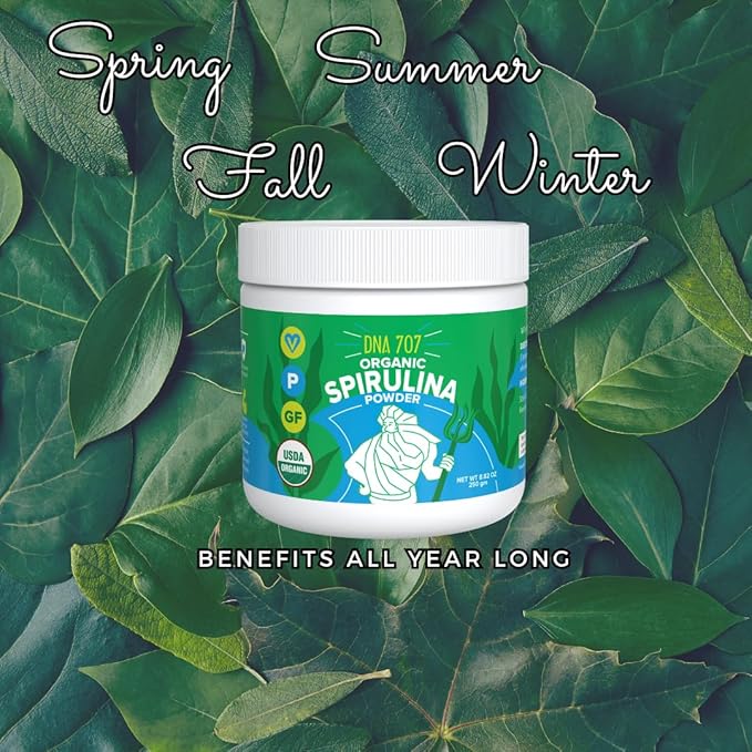 MATCHA DNA DNA707 Premium Organic Spirulina Powder 83 Servings (8.82 oz 250g) Sustainably 100% Vegetarian (250 g