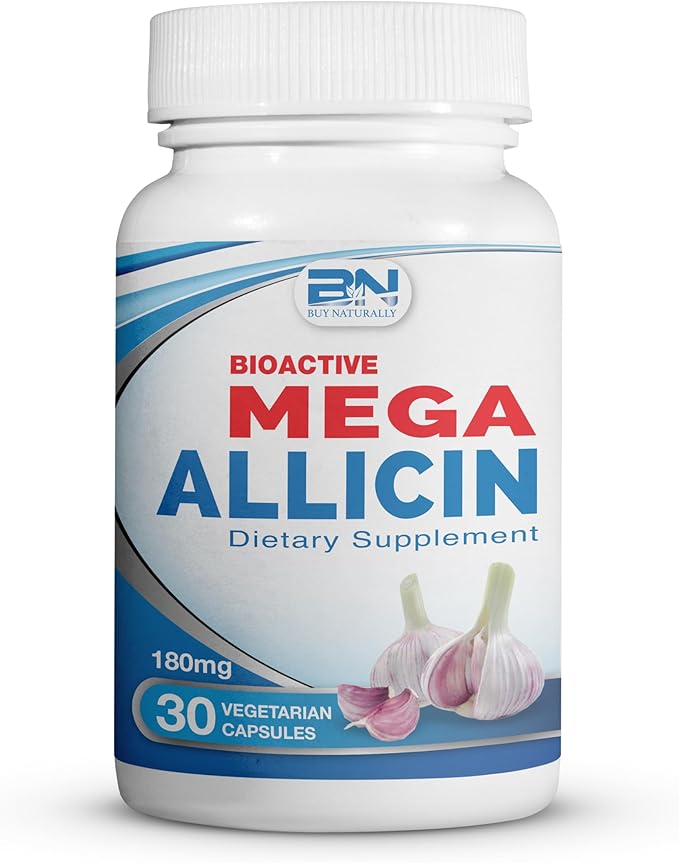 100% Pure Stabilized Allicin from Garlic, 180,000mcg (180mg) (180mg) Vegetarian (30 Count)