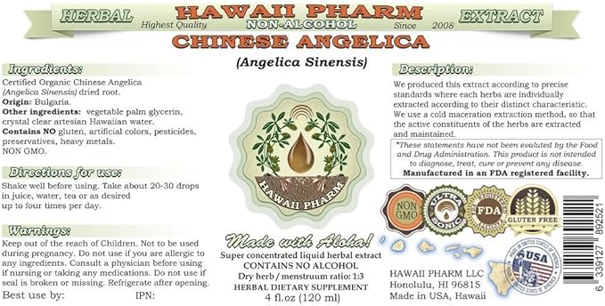 Angelica Chinese Alcohol-Free Liquid Extract, Organic 2x2 oz