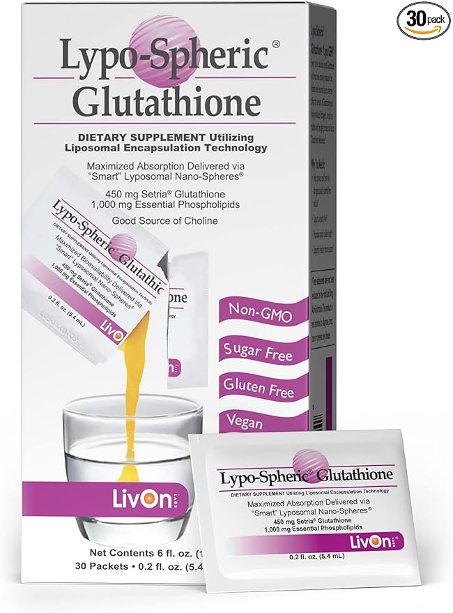 Lypo-Spheric Glutathione - 30 Packets – 450 mg 100% Non-GMO