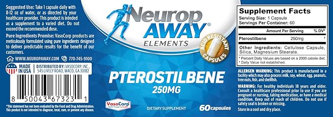 NeuropAWAY Elements Pterostilbene (60 250mg Acid
