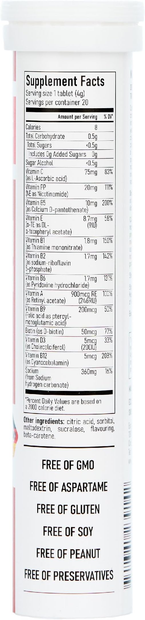 Effervescent Multivitamins + Biotin for Wellness and Vitality Dietary Supplement with Vitamins C, E, B1, B2 B6, B12, A, and D3, 3-Pack, 60 Tablets