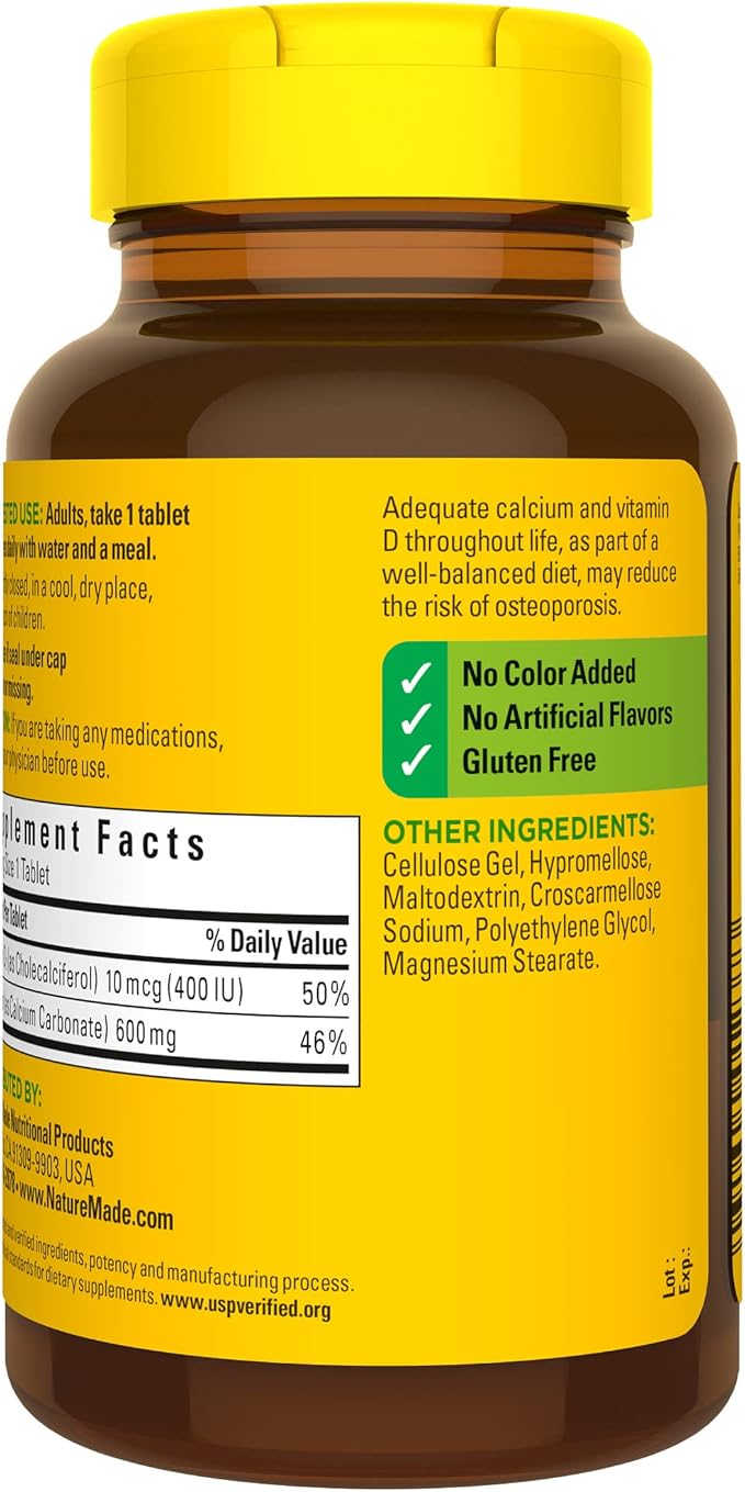 Nature Made Calcium 600 mg D3, Dietary 120 Tablets 3)