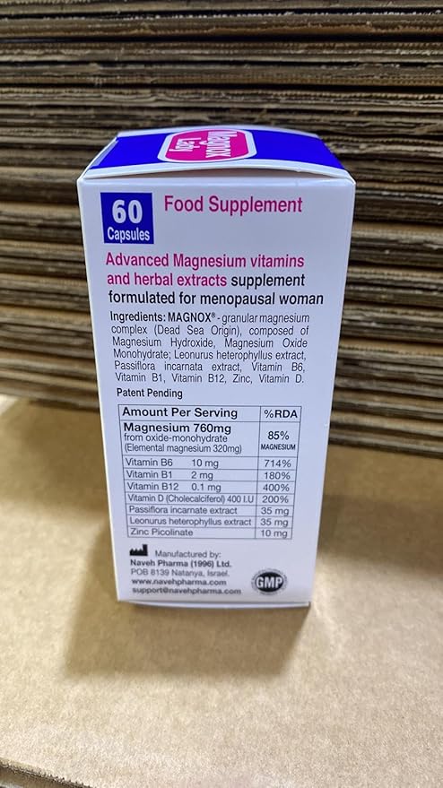 MAGNOX® Lady Magnesium Supplement B6, B1, B1, B12, B12, D, 60 Vegetarian