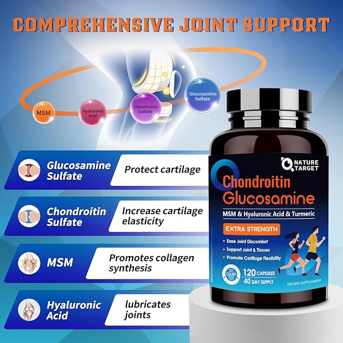 NATURE TARGET Glucosamine Chondroitin MSM, Joint Health,120 Capsules, 40 Servings