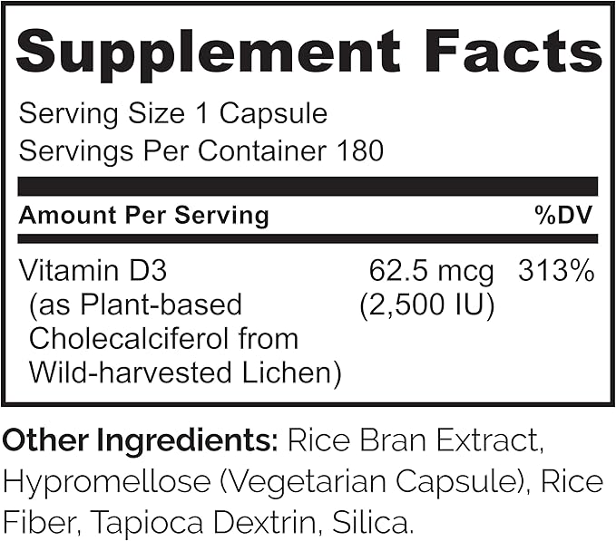 NATURELO Vitamin D 2500 IU D3 Supplement 180 Mini