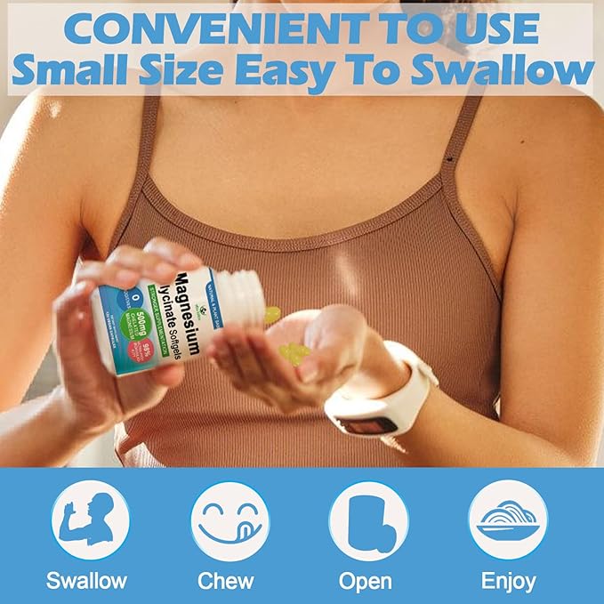 Magnesium Glycinate Supplement, 2 Months Supply 500mg for