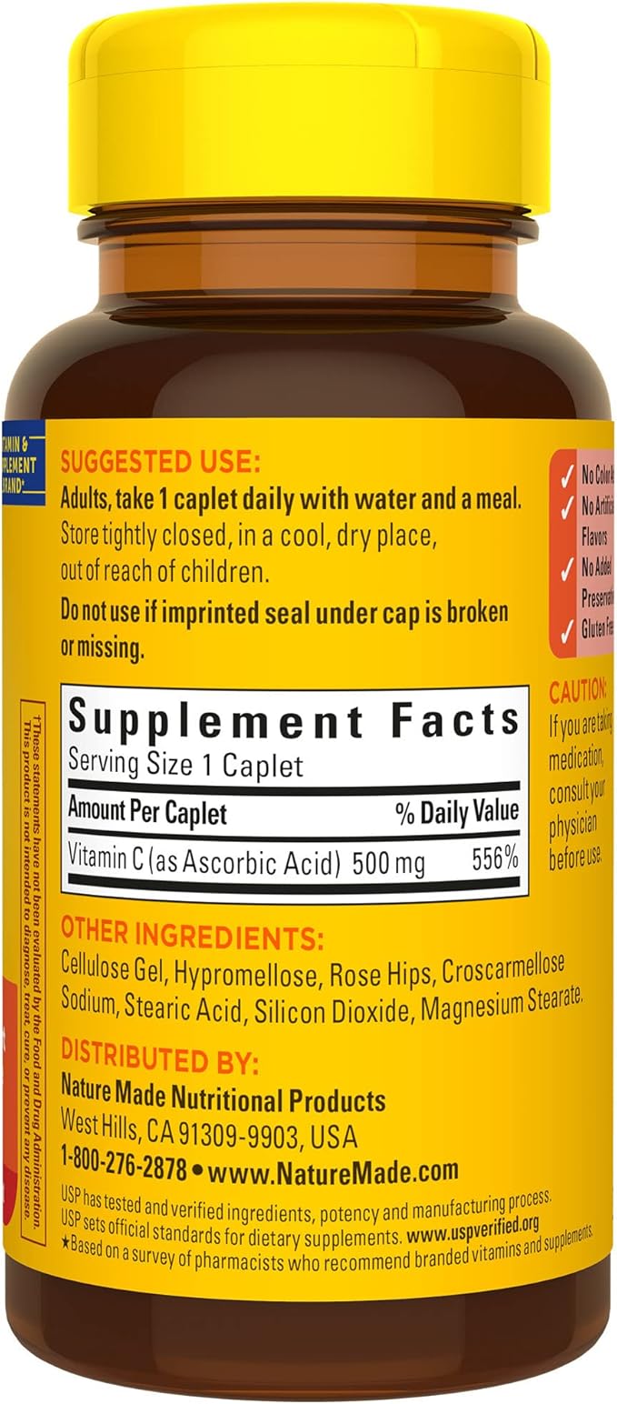 Nature Made Vitamin C 500 mg 130 Caplets, 130 Day