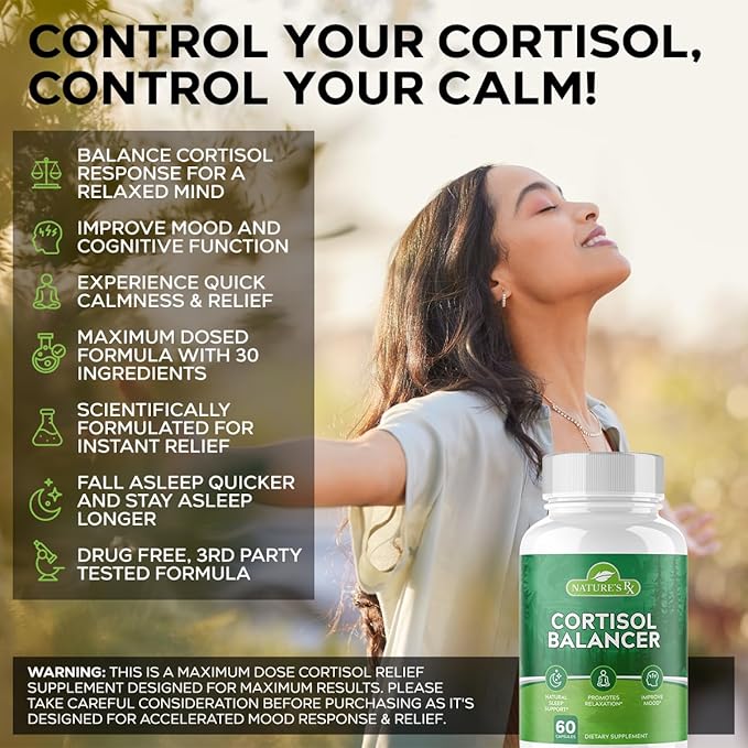 Nature's RX || #1 Rated Cortisol 27 Powerful 3rd Party 60 Capsules