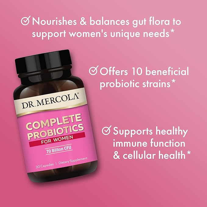 Dr. Mercola Complete Probiotics for Women 70 Billion 30 Servings (30 Capsules),