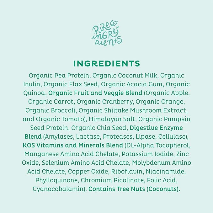 KOS Vegan Protein Powder, Unflavored & Unsweetened 28 Servings