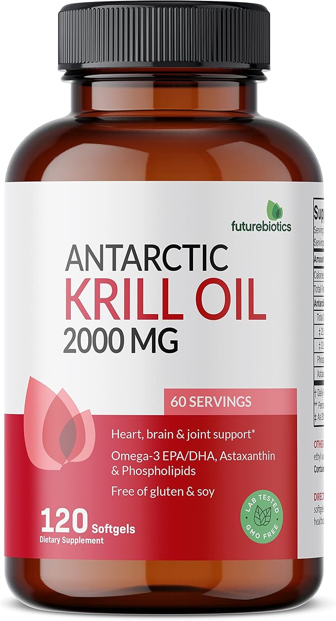 Futurebiotics Antarctic Krill Oil 2000mg Omega-3s EPA, 100% Pure 120 Softgels