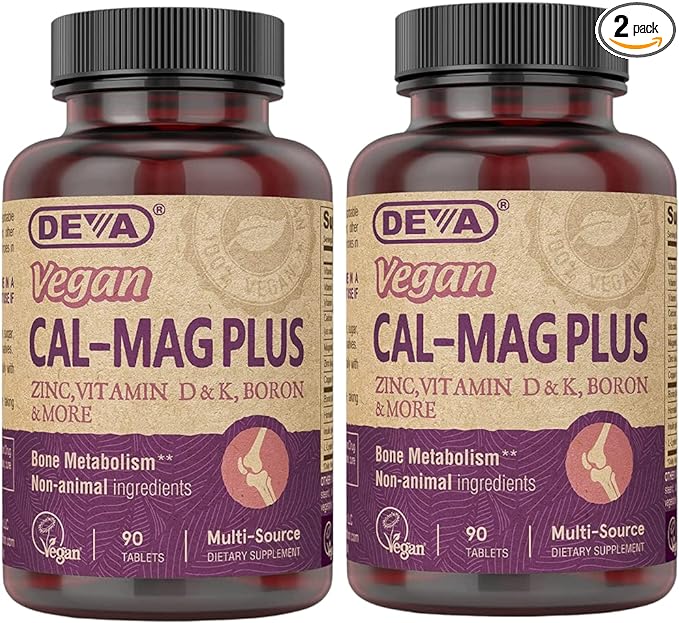 DEVA Vegan Calcium Magnesium Supplement Plus, 90-Tablets, 2-Pack 2-Pack